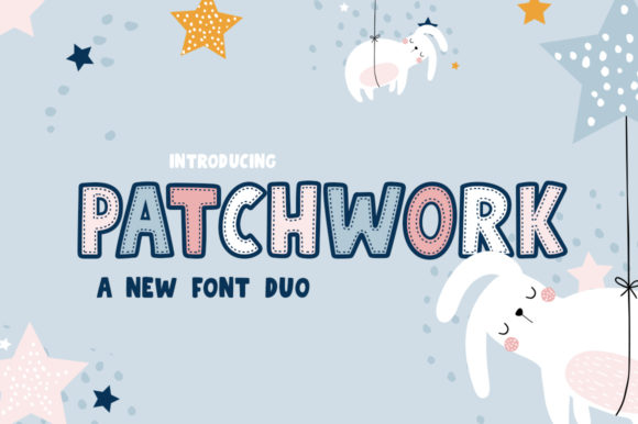 Patchwork Duo: A Charming Display Font for Handmade Labels and Creative Designs